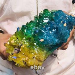 1380G Rare Electroplating Quartz Crystal Cluster Healing Collect Energy