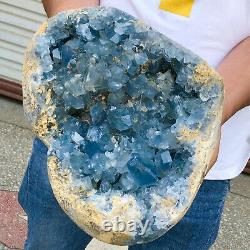 14140Natural Raw Blue Celestite Crystal Quartz Cluster Geode Specimen Home Decor