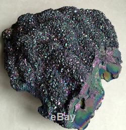 1451g Rainbow Flame Aura Quartz Titanium amethyst Crystal Cluster Healing C412