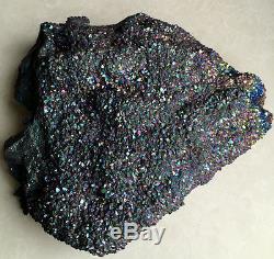 1451g Rainbow Flame Aura Quartz Titanium amethyst Crystal Cluster Healing C412