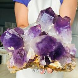 15.07LB Natural Amethyst Quartz Geode Druzy Crystal Cluster Healing Uruguay A884
