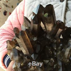15.8lb Huge Natural Black Smoky Quartz Crystal Cluster Rough Healing Specimen