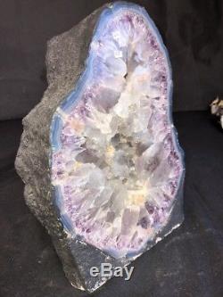 15 Amethyst Geode Quartz Crystal Cluster Cathedral Decor Specimen BR With Agate