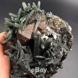 1564.9g Rare green crystal cluster, quartz, garnet, mineral specimens, China