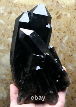 1580g Clear Natural Beautiful Black QUARTZ Crystal Cluster Specimen