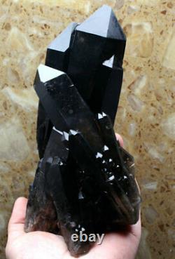 1580g Clear Natural Beautiful Black QUARTZ Crystal Cluster Specimen