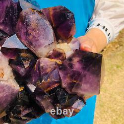16.06LB Natural Amethyst geode quartz cluster crystal specimen energy Healing