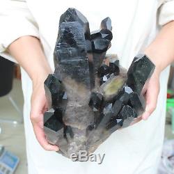 16.41LB 12 Raw Natural Black Dark Smoke Quartz Crystal Points Cluster Original