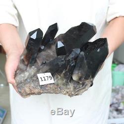 16.41LB 12 Raw Natural Black Dark Smoke Quartz Crystal Points Cluster Original