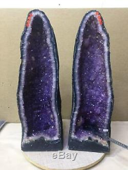 160LB A pair of Natural Amethyst geode quartz cluster crystal piont mineral