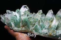 1720g AAA Clear Natural Green Ghost pyramid QUARTZ Crystal Cluster Specimen