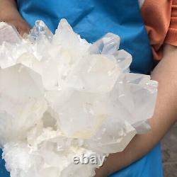 17LB Clear Natural Beautiful White QUARTZ Crystal Cluster Specimen