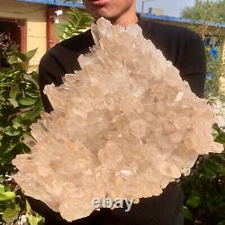 18.04LB Clear Natural Beautiful White QUARTZ Crystal Cluster Specimen