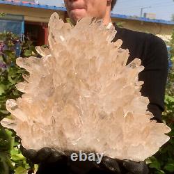 18.04LB Clear Natural Beautiful White QUARTZ Crystal Cluster Specimen