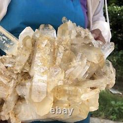 18.21LB Natural Transparent White Quartz Crystal Cluster Specimen Healing