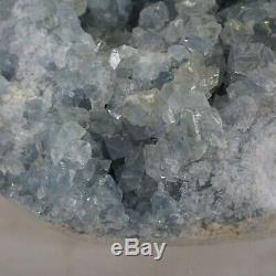 18.32LB Natural Baby Blue Celestite Quartz Crystal Geode Cluster Points Brazil