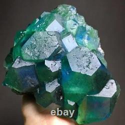 1870g Rare Larger Particles Blue/Green FLUORITE Crystal Cluster Based on Matrix