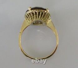 18ct Gold Ring Secondhand 18ct Gold Oval Smoky Quartz Faceted Ring Size M