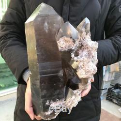 19.4LB Huge Natural smoky quartz cluster crystal obelisk wand healing specimens