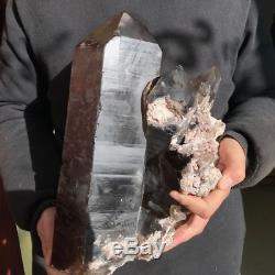 19.4LB Huge Natural smoky quartz cluster crystal obelisk wand healing specimens