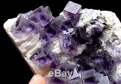 198g NATURAL Purple Cubic FLUORITE Quartz Crystal Cluster Mineral Specimen
