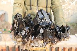 19900g(43.8Ib) Natural Beautiful Black Quartz Crystal Cluster Tibetan Specimen