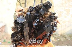 19900g(43.8Ib) Natural Beautiful Black Quartz Crystal Cluster Tibetan Specimen