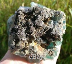 1lb 12oz Green Cube Fluorite Crystal Cluster with Phantoms In Matrix 794g 4.5x4