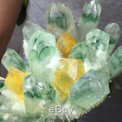 2.0lb Huge Clear Green Phantom Quartz Crystal Cluster Healing Mineral Specimen