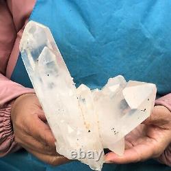 2.17LB Natural Transparent White Quartz Crystal Cluster Specimen Healing