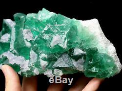 2.1lb NATURAL Calcite Octahedral Green FLUORITE Crystal Cluster Mineral Specimen