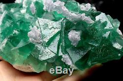 2.1lb NATURAL Calcite Octahedral Green FLUORITE Crystal Cluster Mineral Specimen