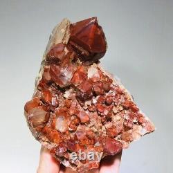 2.1lb Natural Red Ghost Pyramid Quartz Crystal Cluster Vug Raw Mineral Specimens