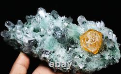 2.1lb New Find Green / Yellow Phantom Quartz Crystal Cluster Mineral Specimen