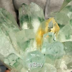 2.2lb Huge Clear Green Phantom Quartz Crystal Cluster Healing Mineral Specimen