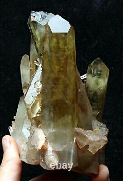 2.2lb Natural Clear Smoky Citrine Quartz Point Crystal Cluster Healing Mineral