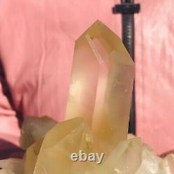 2.37LB Natural Transparent Yellow Brown Quartz Crystal Cluster For Healing 966