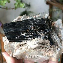 2.3lb Natural Raw Black Tourmaline Quartz Crystal Cluster Rough Mineral Specimen