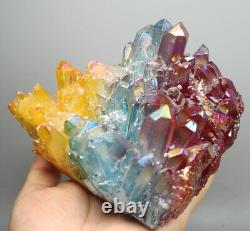 2.46lb Colorful Aura Quartz Crystal Titanium Bismuth Silicon Cluster Rainbow