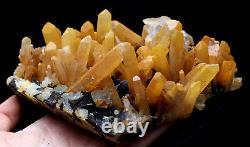 2.4lb Natural Yellow Crystal Cluster &Flower Shape Specularite Mineral Specimen