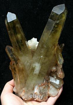2.5lb Natural Clear Smoky Citrine Quartz Point Crystal Cluster Healing Mineral