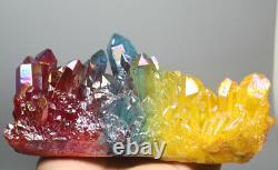 2.65lb Colorful Aura Quartz Crystal Titanium Bismuth Silicon Cluster Rainbow