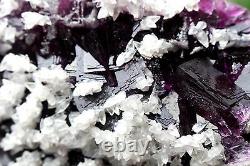 2.6lb NATURAL Purple FLUORITE with Calcite Crystal Cluster Mineral Specimen