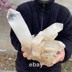2.6lb Natural Clear White Crystal Quartz Cluster Rough Healing Specimen