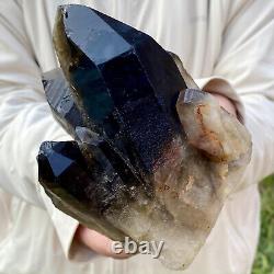 2.75LB Natural Beautiful Black Quartz Crystal Cluster Mineral Specimen Rare