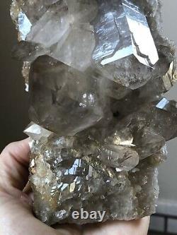 2.9Lb Rare Cathedral Quartz Crystal Elestial Quartz Cluster Smoky Quartz Brazil