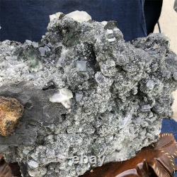 20.4LB Natural green fluorite Cluster quartz Crystal specimen+Stand YZ1167-ff-1