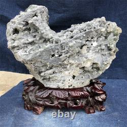 20.6LB Natural green fluorite Cluster quartz Crystal specimen+Stand YZ1175-ff-C