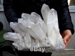20.8lb HUGE NATURAL Clear Quartz Crystal cluster Points Specimens