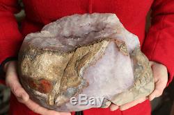 20.9LB Rare Natural Amethyst Quartz Crystal Cluster Skull Carved, Crystal Geode